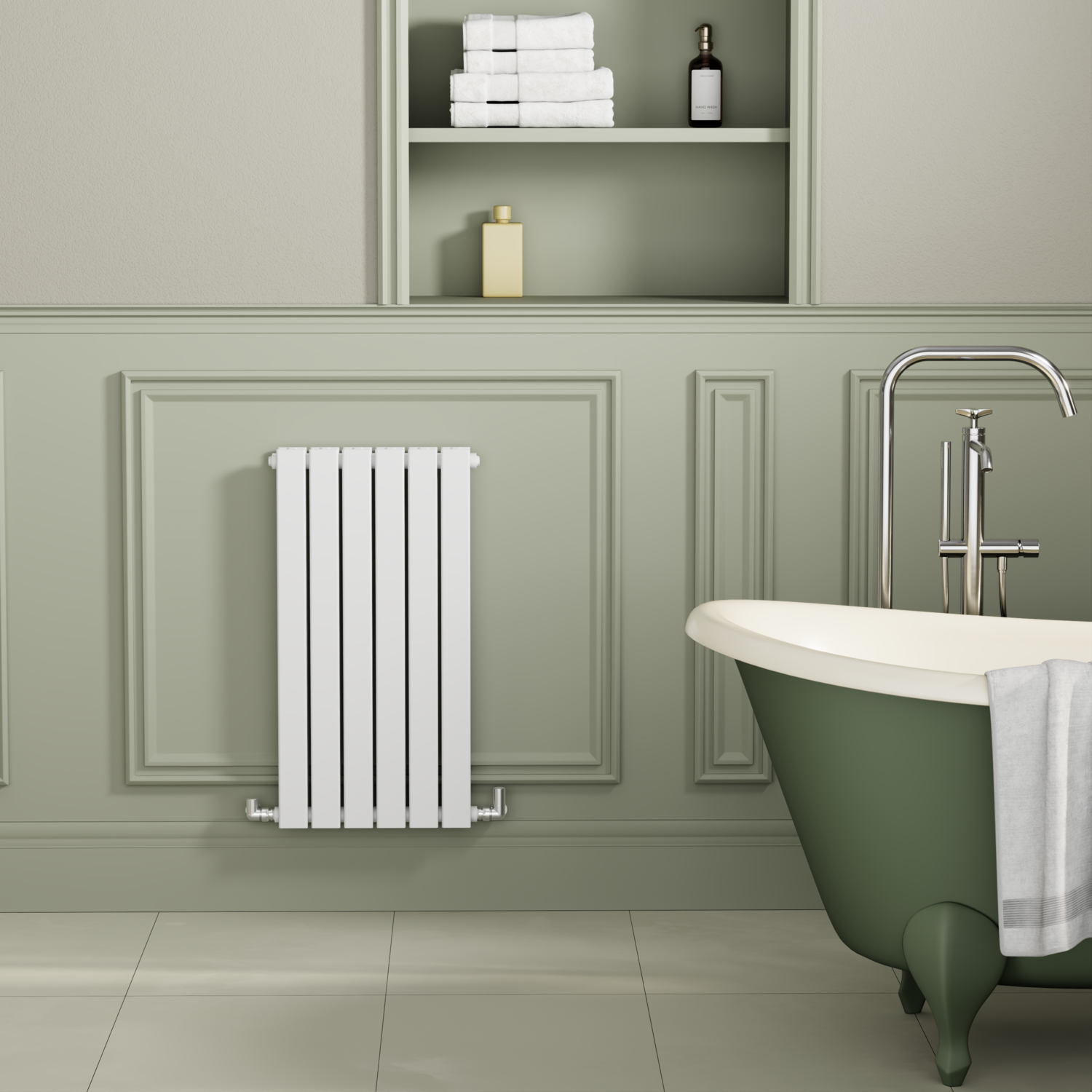 Riace White Horizontal Flat Designer Radiator 800X408mm Double Panel 1978 Btu