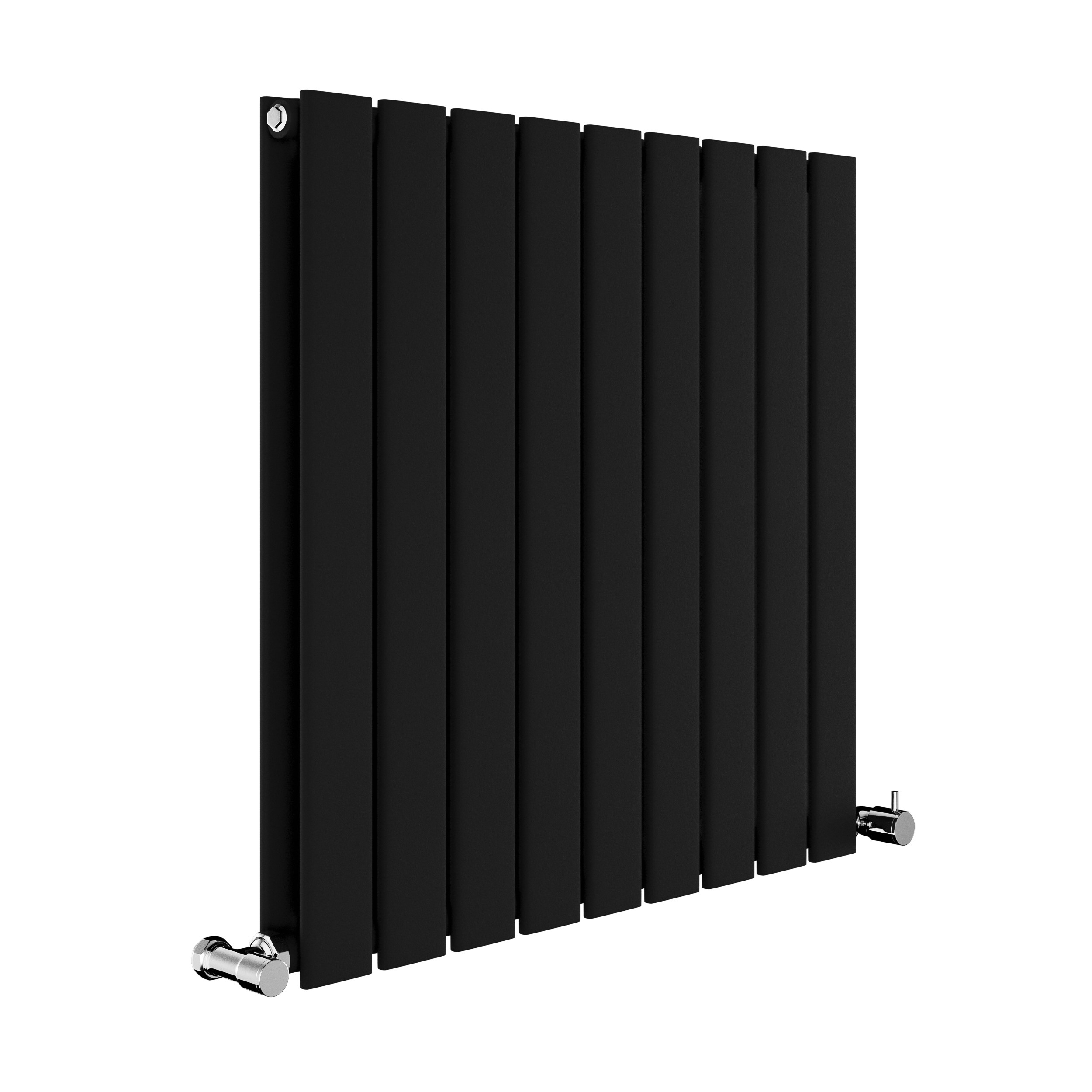 Riace Midnight Black Horizontal Flat Designer Radiator 600x612mm Double ...