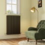 Riace Midnight Black Horizontal Flat Designer Radiator 800x612mm Double Panel 2313 BTU