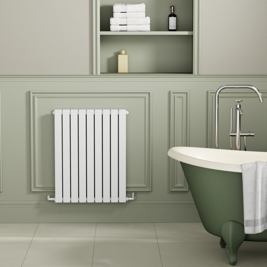 Riace White Horizontal Flat Designer Radiator 800x612mm Double Panel 2313 BTU