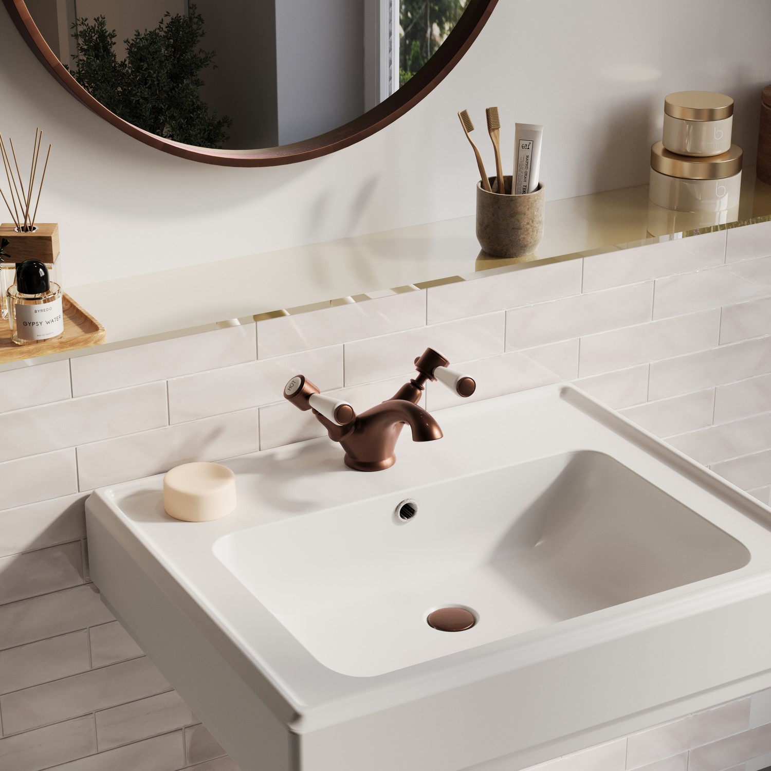 Helston Bronze Brushed Basin Mixer Tap