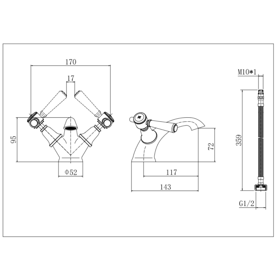 Brushed Bronze Basin Mixer Tap - Helston