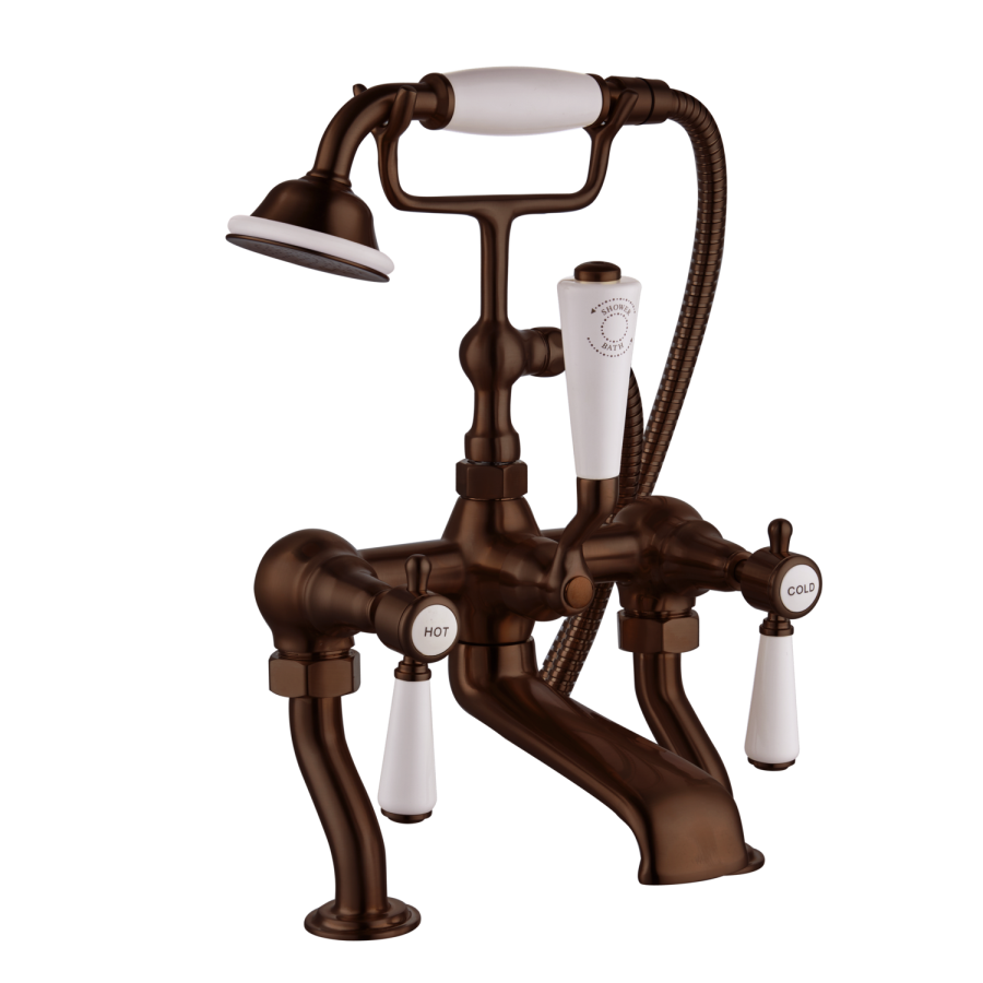 Brushed Bronze Traditional Bath Shower Mixer - Helston