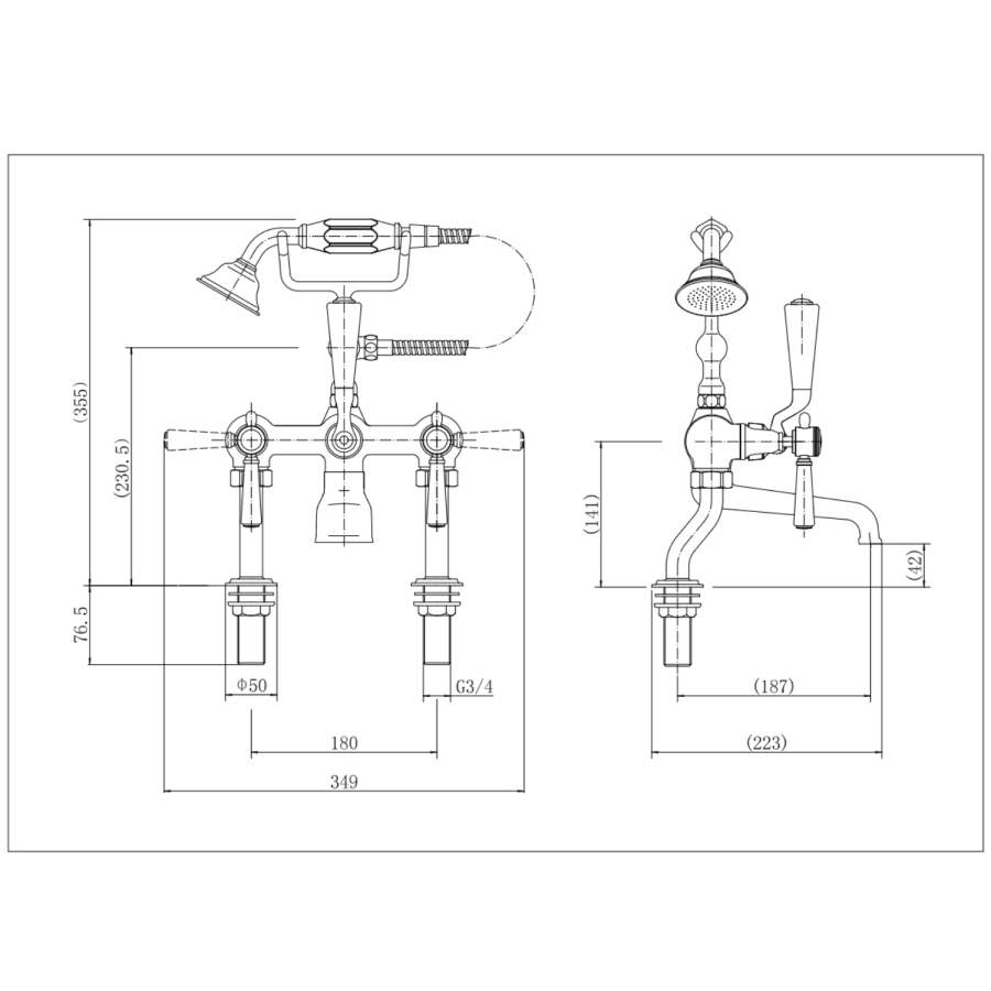 Brushed Bronze Traditional Bath Shower Mixer - Helston
