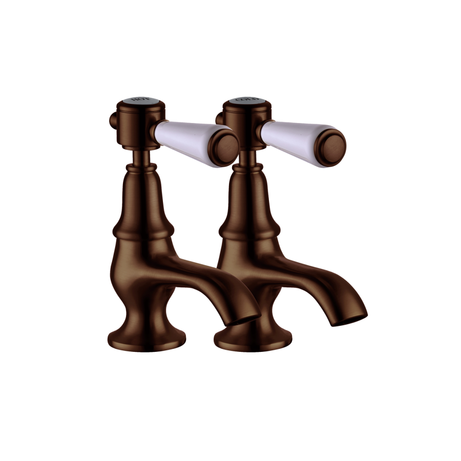 Brushed Bronze Basin Pillar Tap - Helston