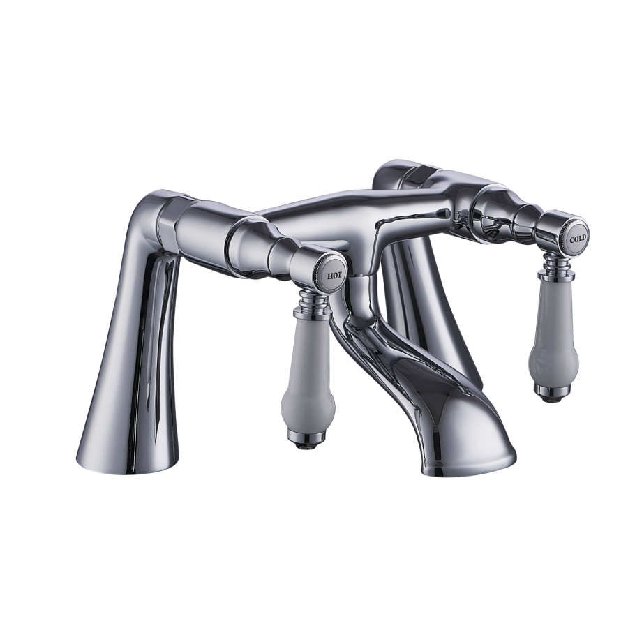 Chrome Traditional Basin Pillar Taps & Bath Filler Tap Pack - Helston