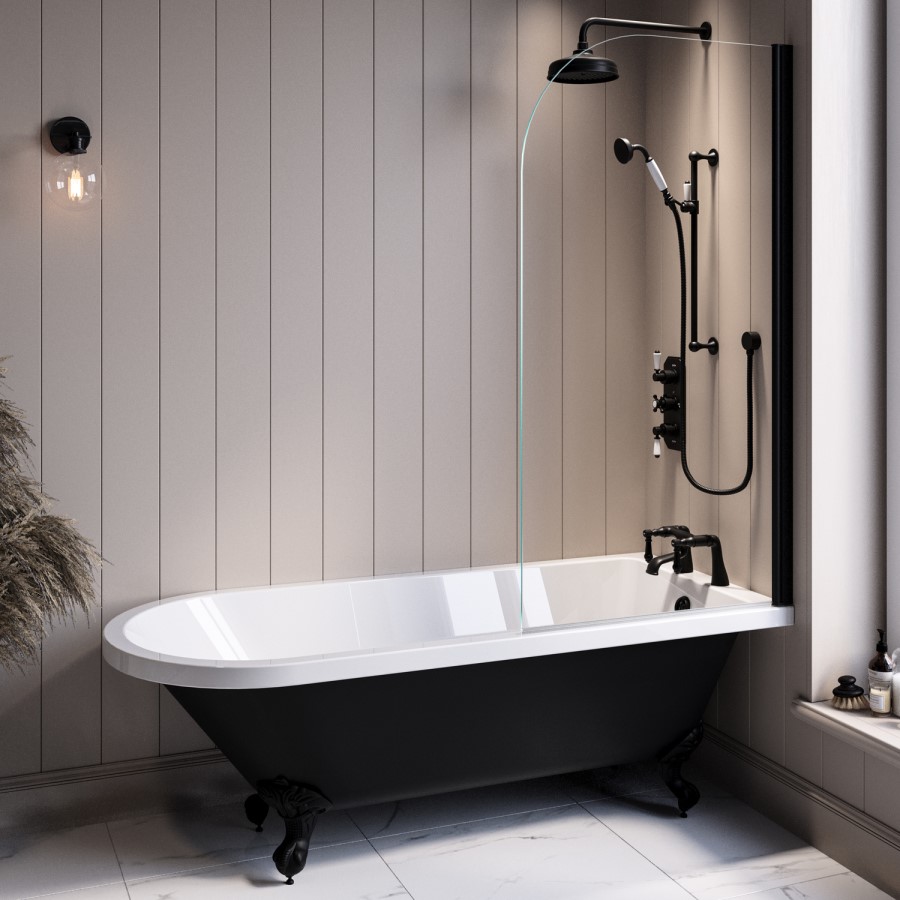 Matt Black Traditional Bath Filler - Helston
