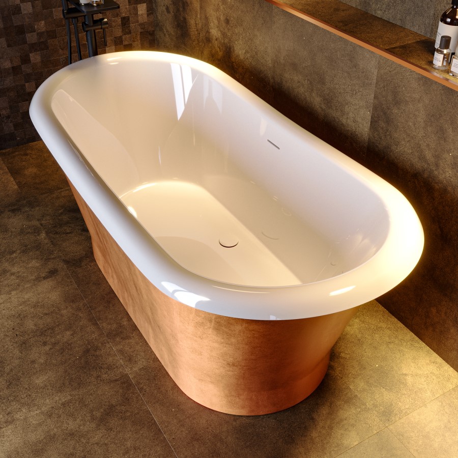 Copper Effect Freestanding Double Ended Bath 1690 x 800mm - Helmsley
