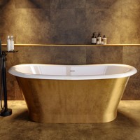 Gold Effect Freestanding Double Ended Bath 1690 x 800mm - Helmsley Gold Effect Freestanding Double Ended Bath 1690 x 800mm - Helmsley