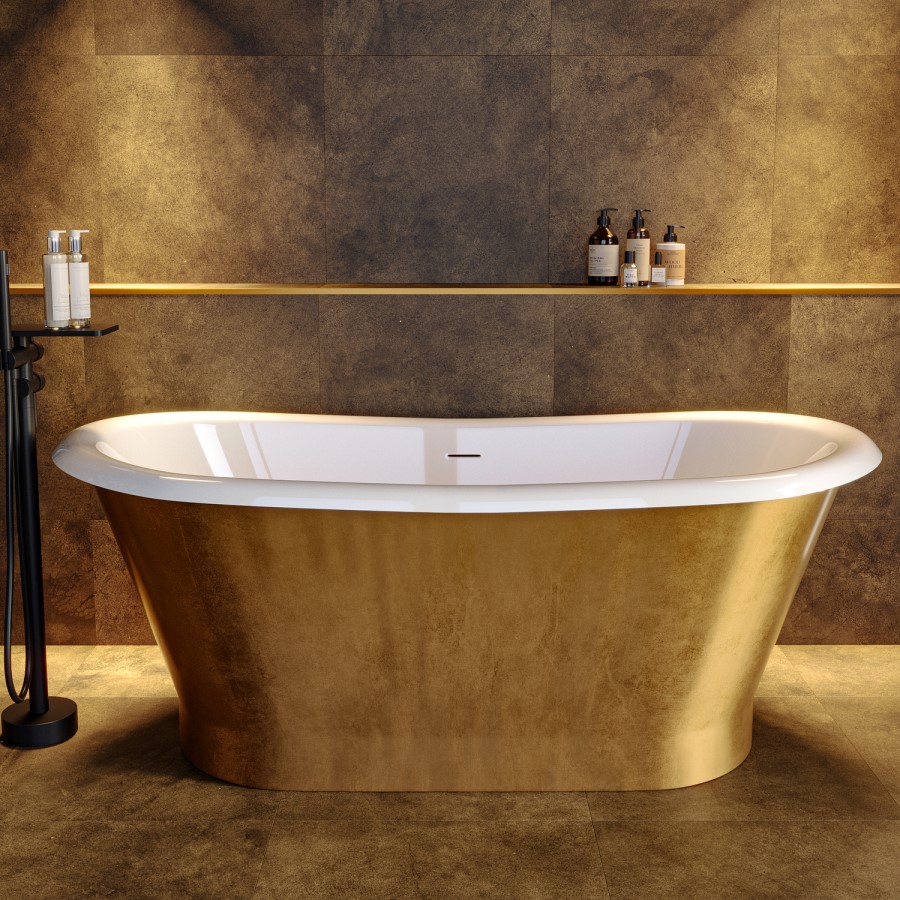 Gold Effect Freestanding Double Ended Bath 1690 x 800mm - Helmsley