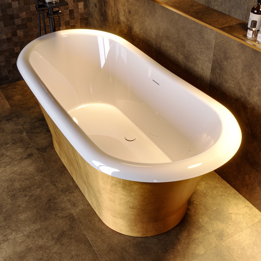 Gold Effect Freestanding Double Ended Bath 1690 x 800mm - Helmsley