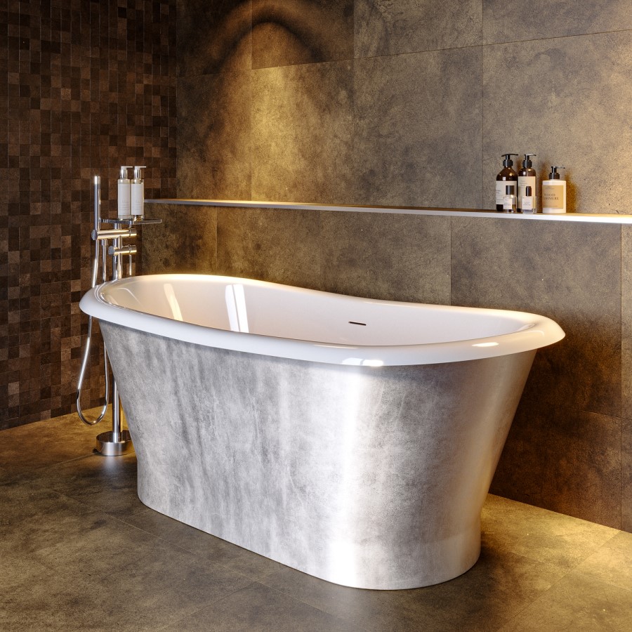 Silver Effect Freestanding Double Ended Bath 1690 x 800mm - Helmsley