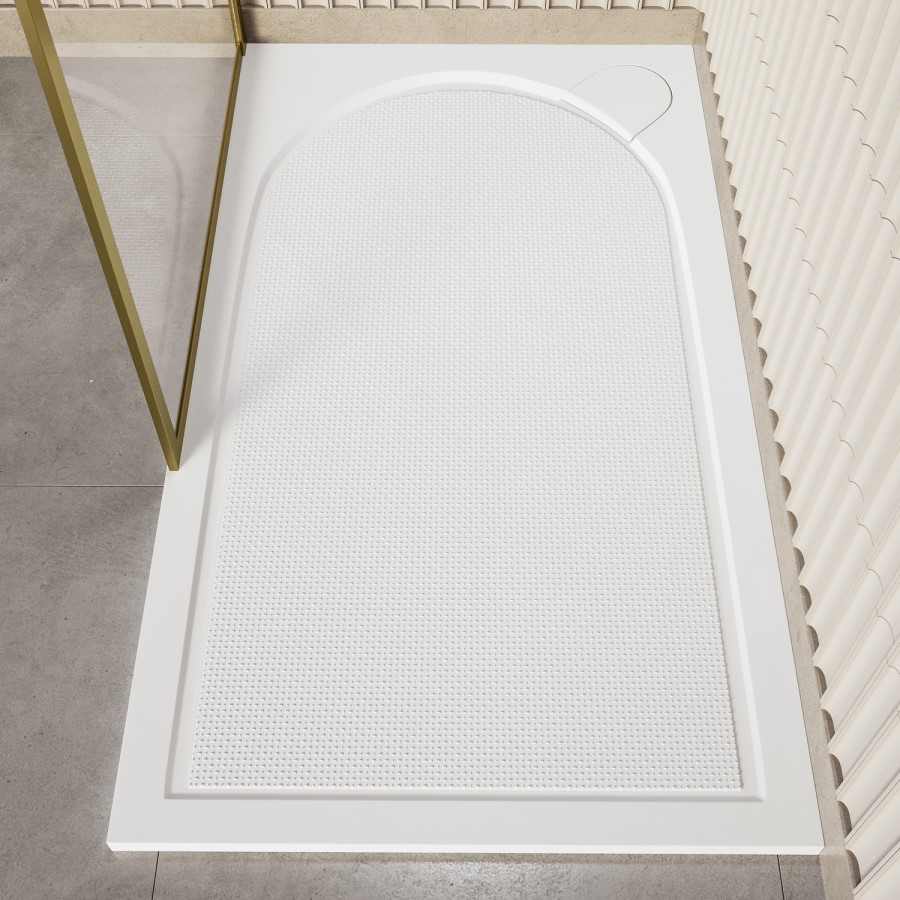 1400x800 Anti-Slip Rectangular Shower Tray 30mm Low-Profile - Slate Cast Marble