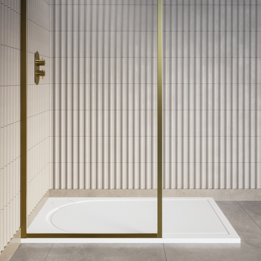 1400x800 Anti-Slip Rectangular Shower Tray 30mm Low-Profile - Slate Cast Marble