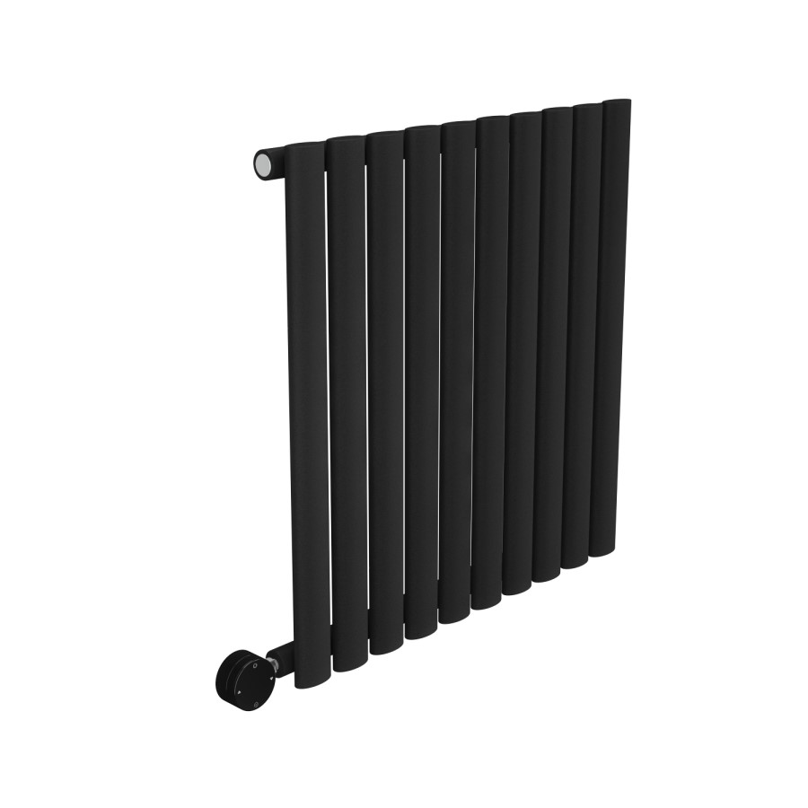 Midnight Black Horizontal Smart Electric Radiator with Wi-Fi Thermostat - 600W - H600xW590mm - Bathroom Safe