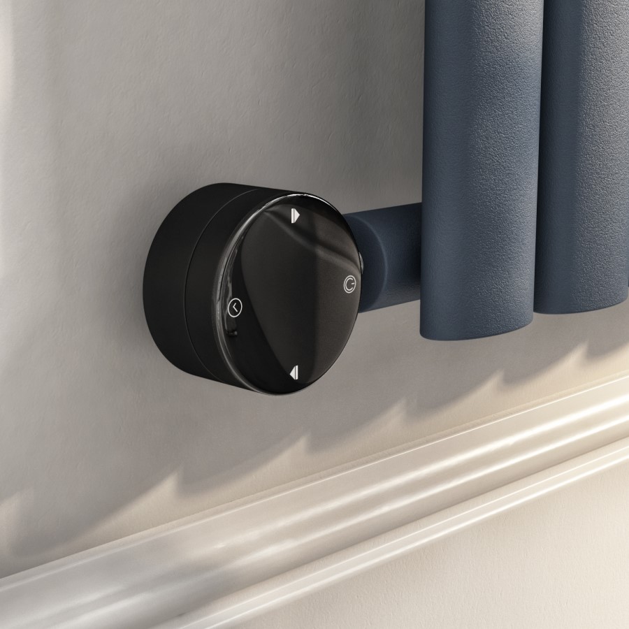 Midnight Black Horizontal Smart Electric Radiator with Wi-Fi Thermostat - 2kW - H600xW1416mm - Bathroom Safe