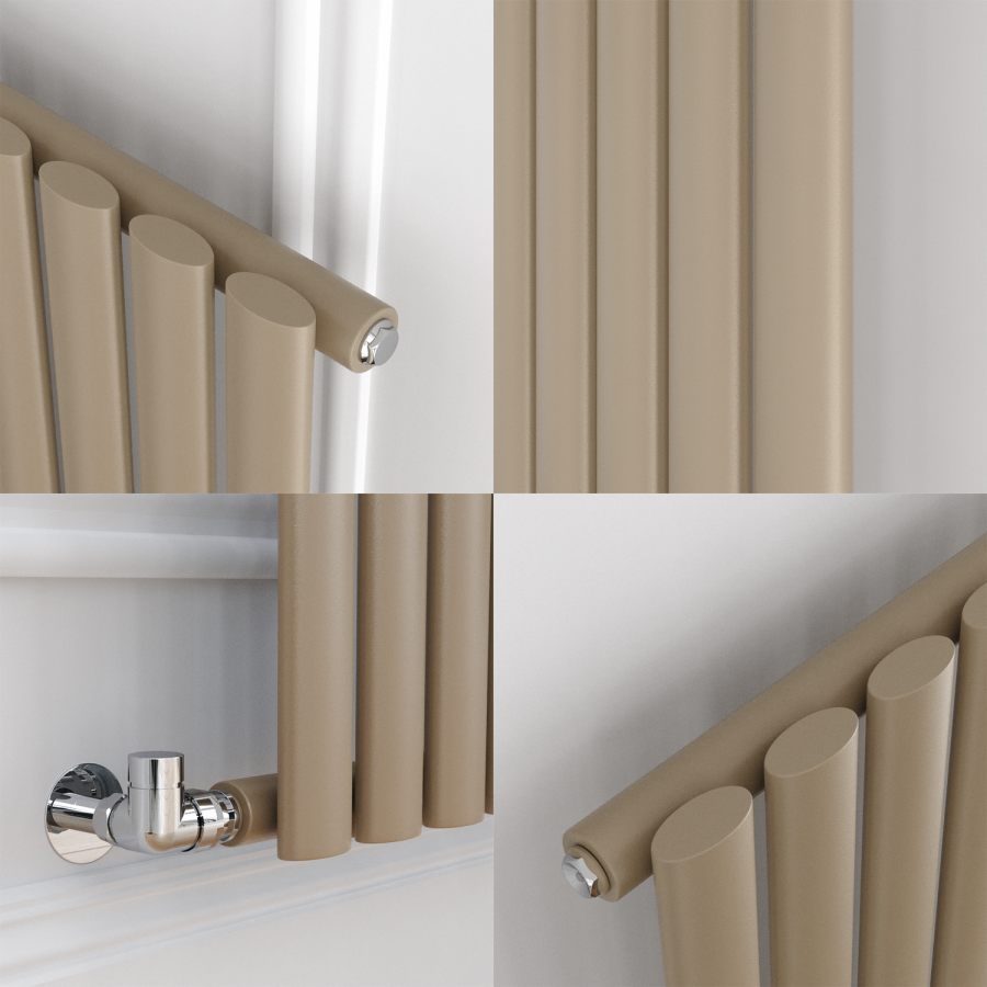 Sorrento Beige grey Horizontal Oval Designer Radiator 600x590mm Single Panel 1576 BTU