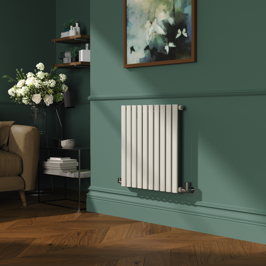 Sorrento Linen Horizontal Oval Designer Radiator 600x590mm Single Panel 1576 BTU