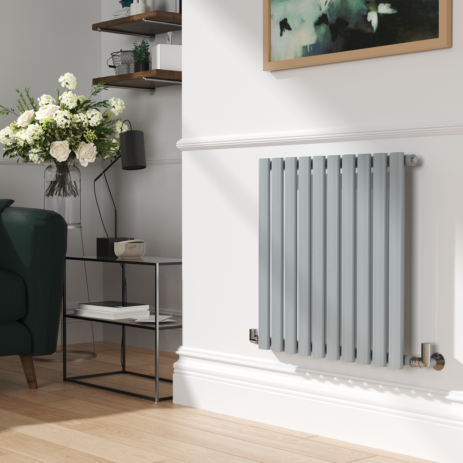 Sorrento Salt & Pepper Horizontal Oval Designer Radiator 600X590mm Single Panel 1576 Btu