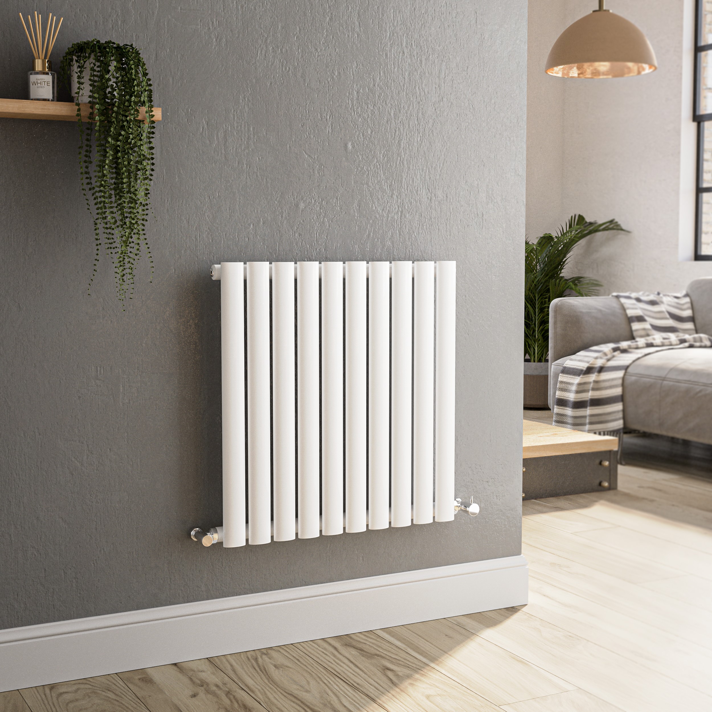 Sorrento White Horizontal Oval Designer Radiator 600x590mm Single Panel ...
