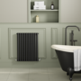 Sorrento Midnight Black Horizontal Oval Designer Radiator 800x590mm Single Panel 1576 BTU