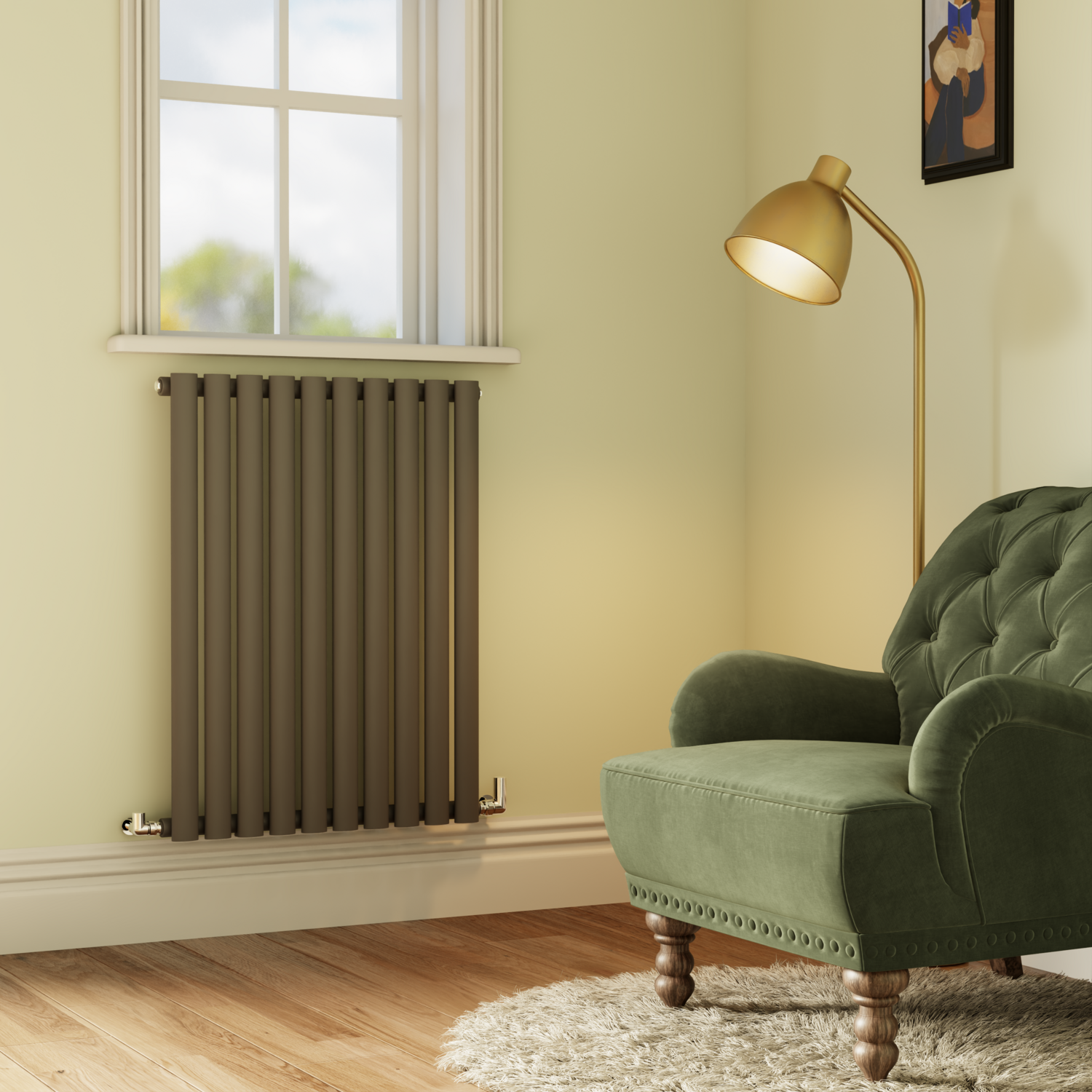 Sorrento Anthracite Horizontal Oval Designer Radiator 800X590mm Single Panel 1947 Btu