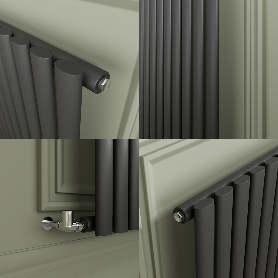 Sorrento Anthracite Horizontal Oval Designer Radiator 800x590mm Single Panel 1576 BTU