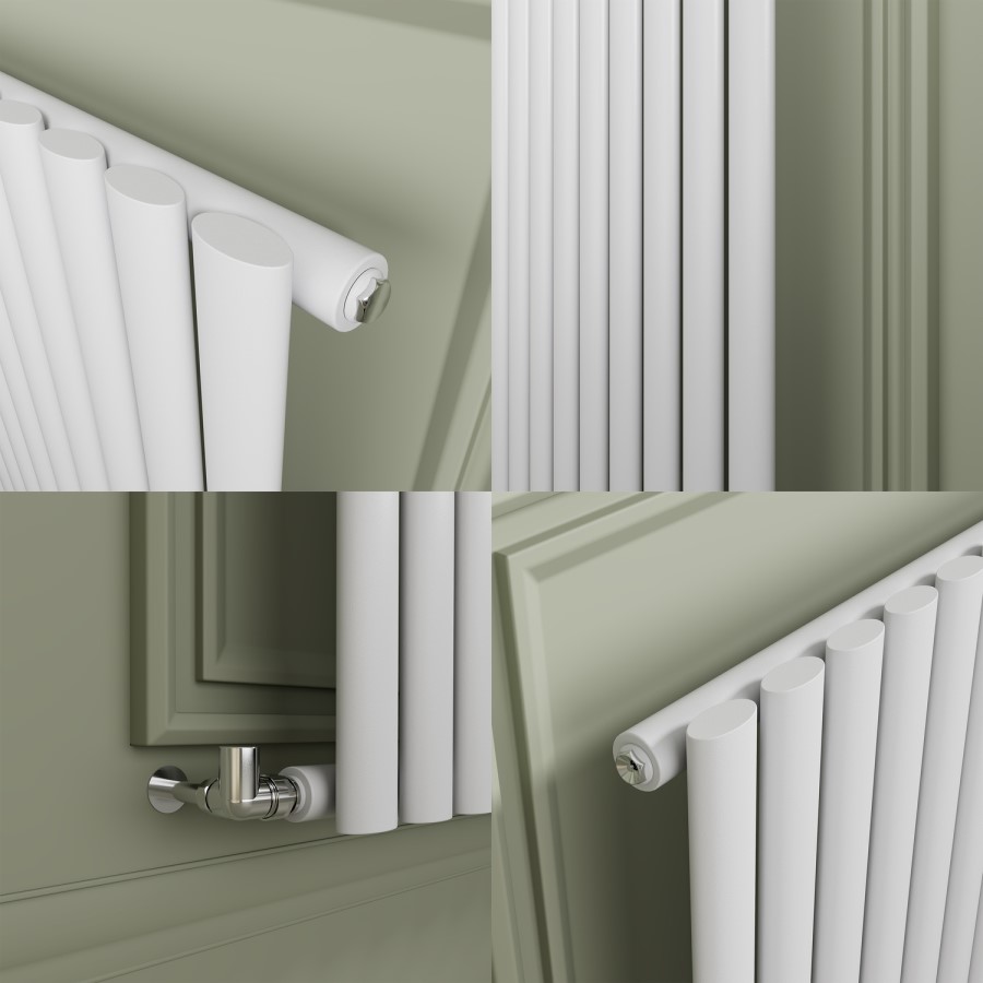 Sorrento White Horizontal Oval Designer Radiator 800x590mm Single Panel 1576 BTU