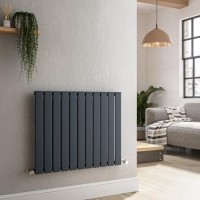 Riace Anthracite Horizontal Flat Designer Radiator 600x748mm Single Panel 1589 BTU Riace Anthracite Horizontal Flat Designer Radiator 600x748mm Single Panel 1589 BTU