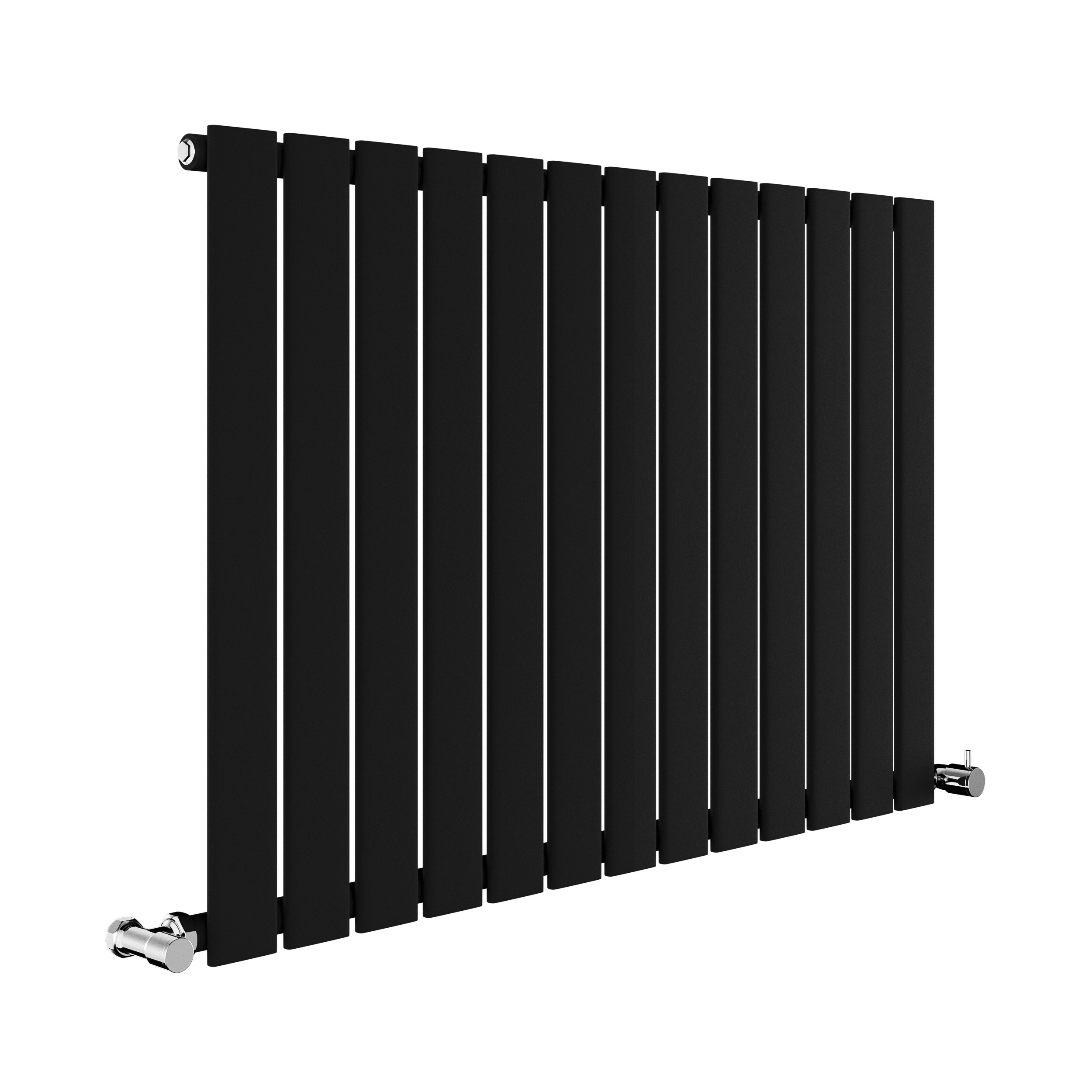 Riace Midnight Black Horizontal Flat Designer Radiator 600x884mm Single ...