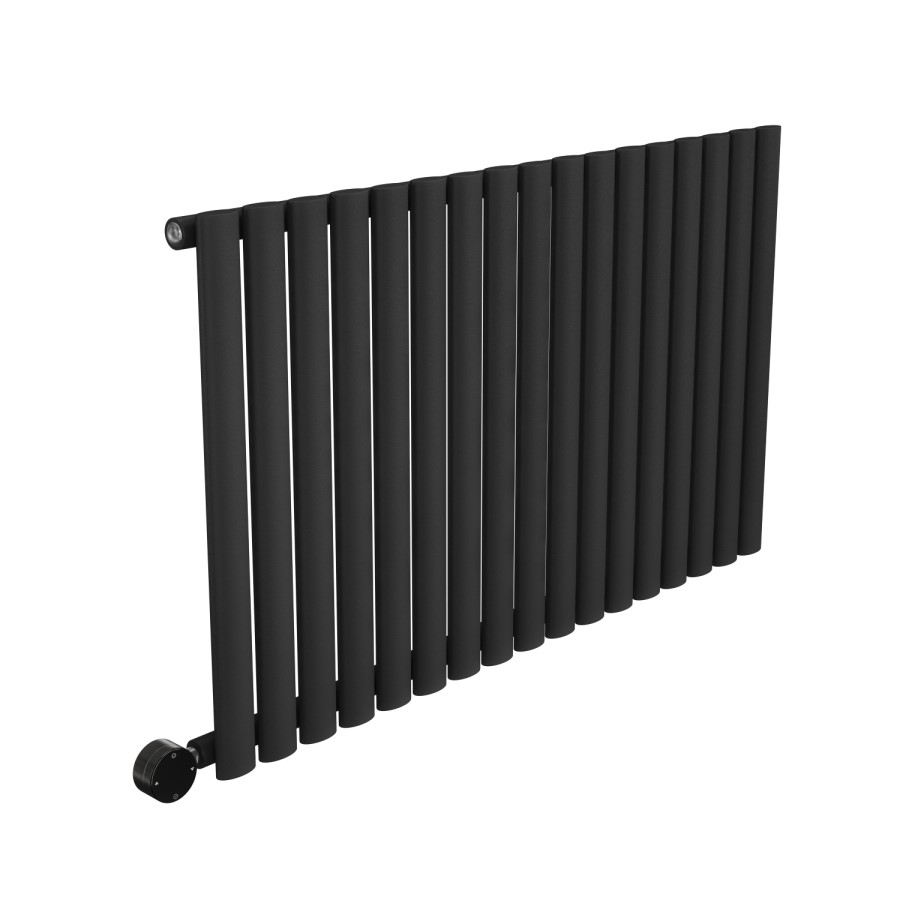 Midnight Black Horizontal Smart Electric Radiator with Wi-Fi Thermostat - 1200W - H600xW1003mm - Bathroom Safe