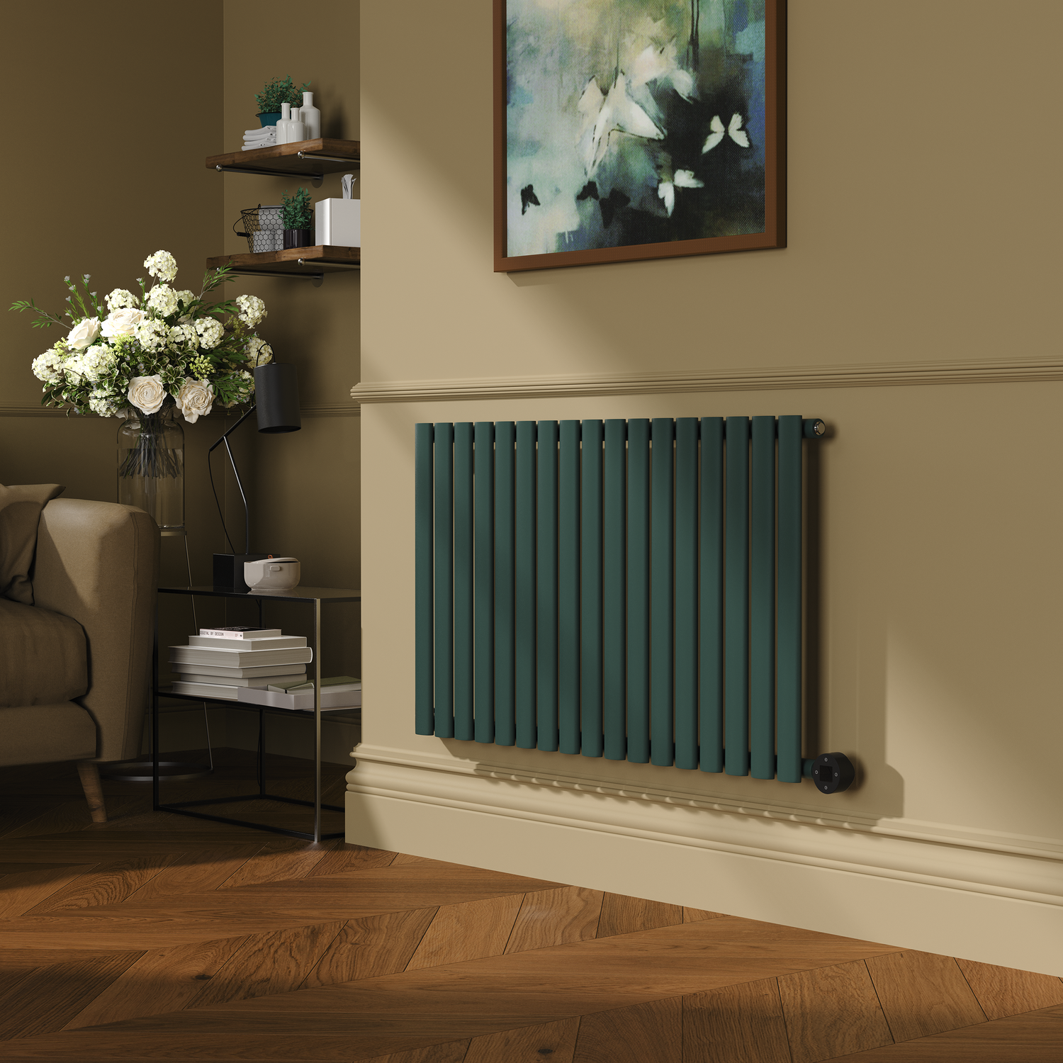 Electriq Green Ever Horizontal Smart Electric Radiator With Wi-Fi Thermostat - 1.2Kw - H600xw1000 - Bathroom Safe