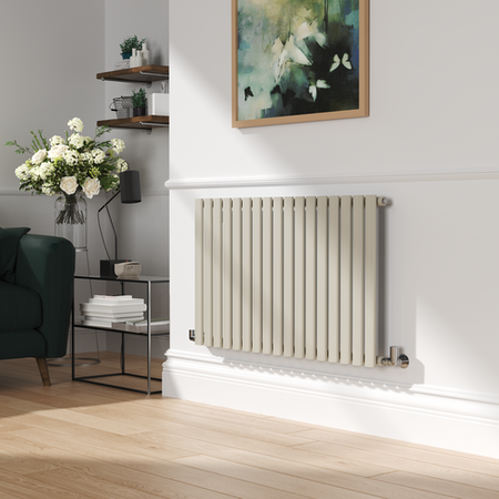 Louvre Radiators Sorrento Linen Horizontal Oval Designer Radiator 600x1003mm Single ...