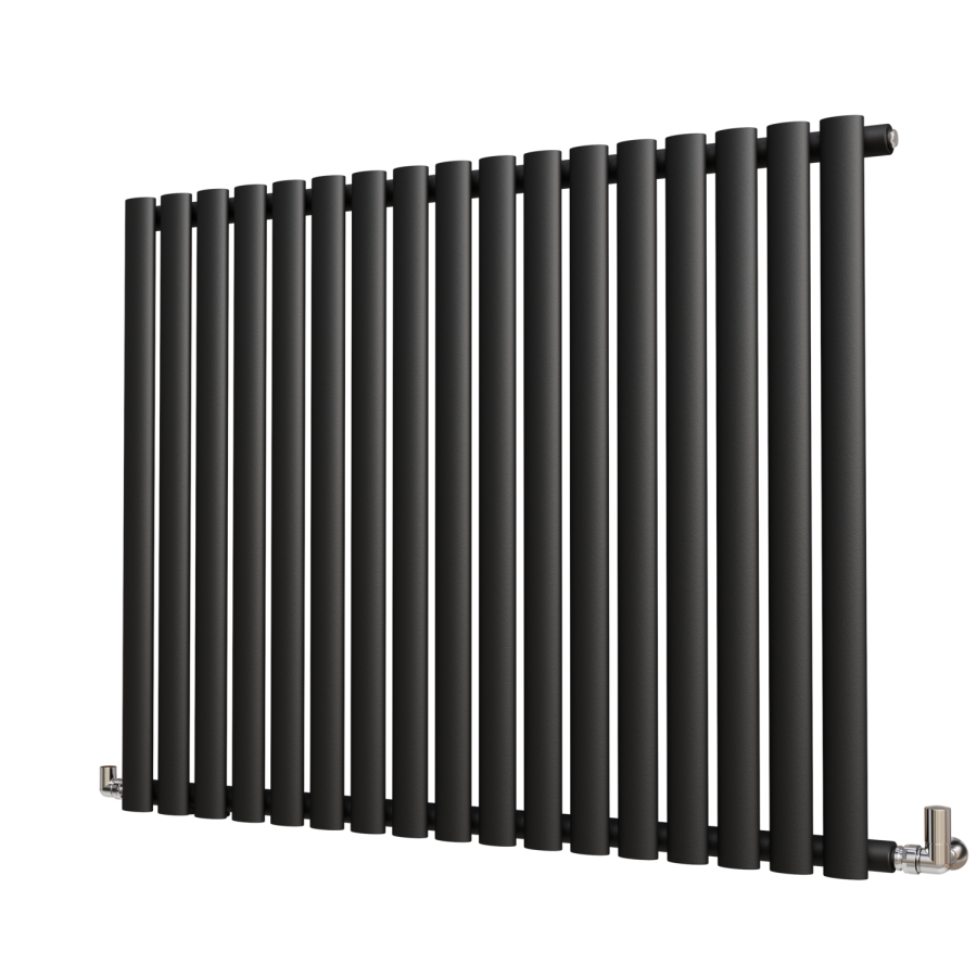 Sorrento Midnight Black Horizontal Oval Designer Radiator 800x1003mm Single Panel 2679 BTU