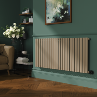 Beige grey Horizontal Smart Electric Radiator with Wi-Fi Thermostat - 2KW - H600xW1410 - Bathroom Safe