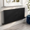 Midnight Black Electric Horizontal Designer Radiator 2kW with Wifi Thermostat - H600xW1416mm - IPX4 Bathroom Safe