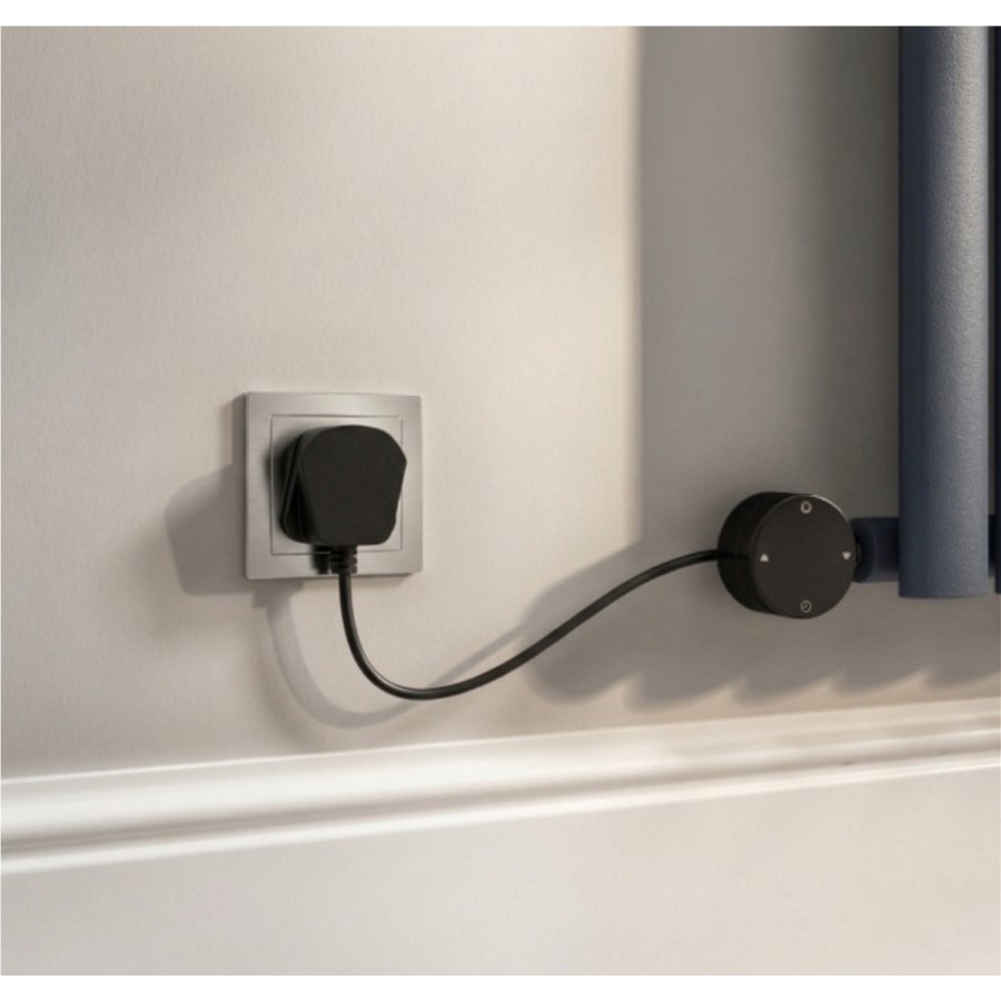 Midnight Black Horizontal Smart Electric Radiator with Wi-Fi Thermostat - 2000W - H600xW1416mm - Bathroom Safe