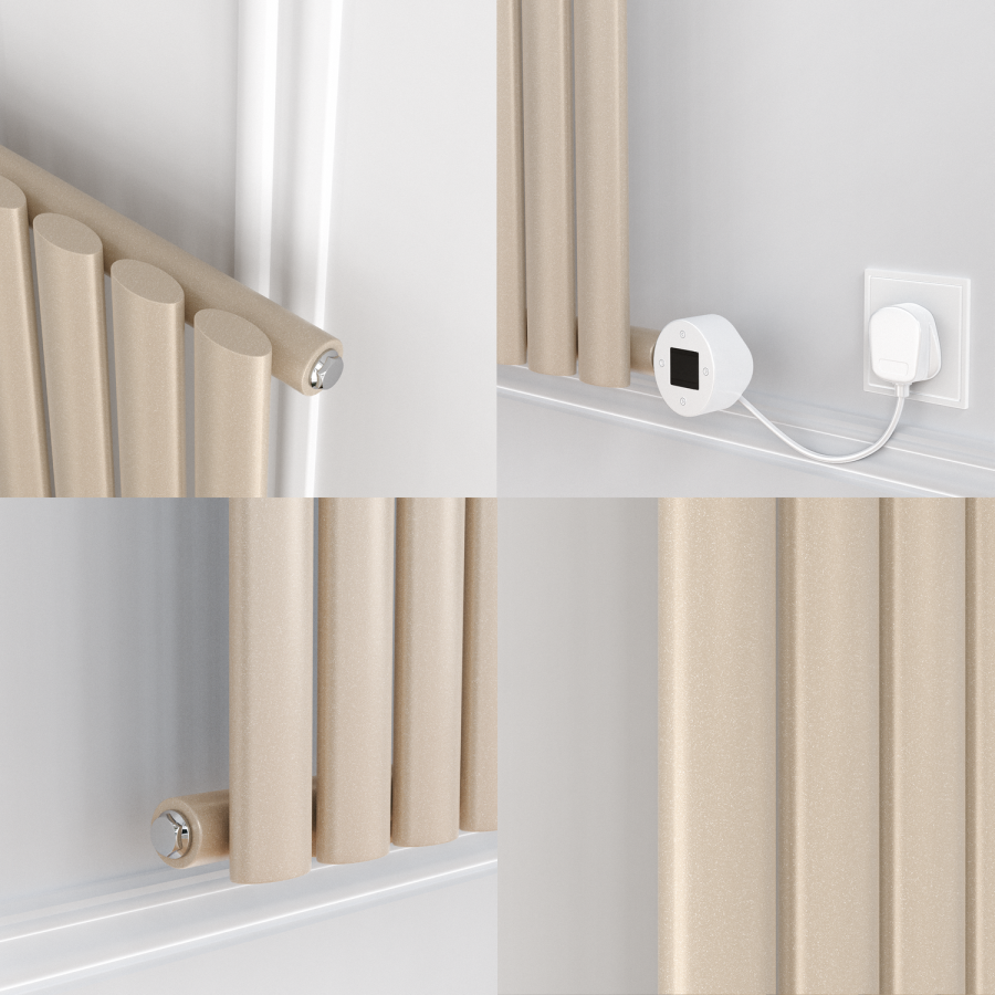 Cleopatra Horizontal Smart Electric Radiator with Wi-Fi Thermostat - 2KW - H600xW1410 - Bathroom Safe