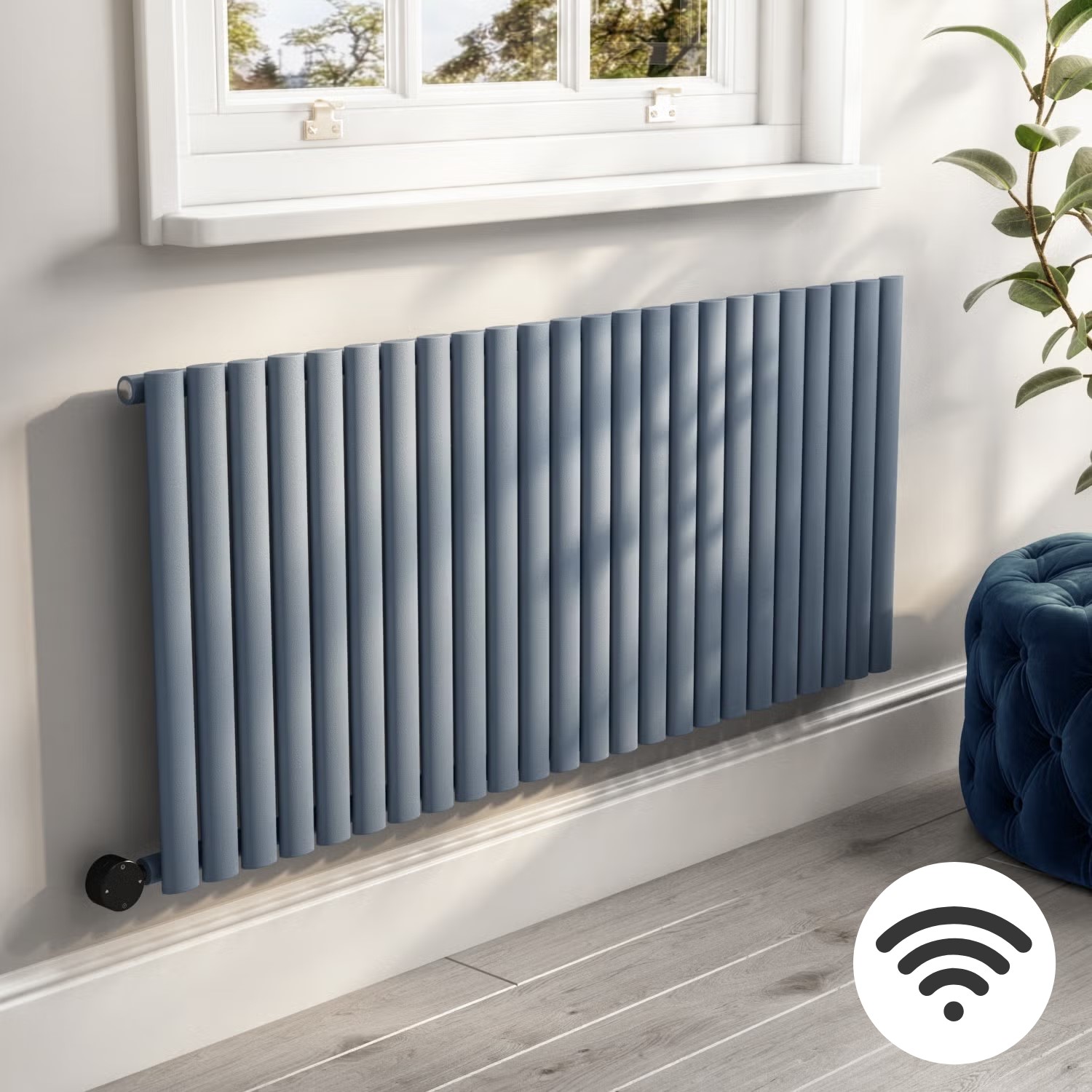 Light Grey Electric Horizontal Designer Radiator 2kW with Wifi ...