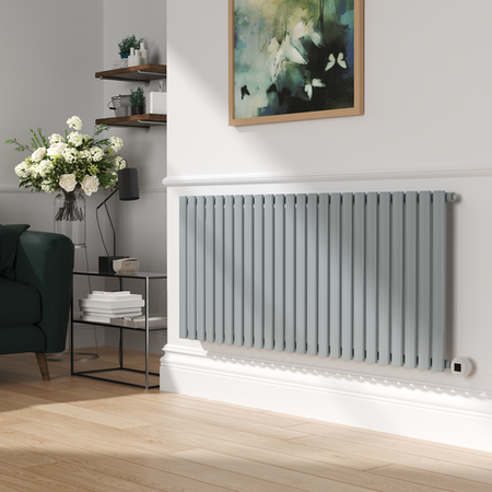 Spmatic Radiator Salt & Pepper Horizontal Smart Electric Radiator with Wi-Fi Thermostat ...