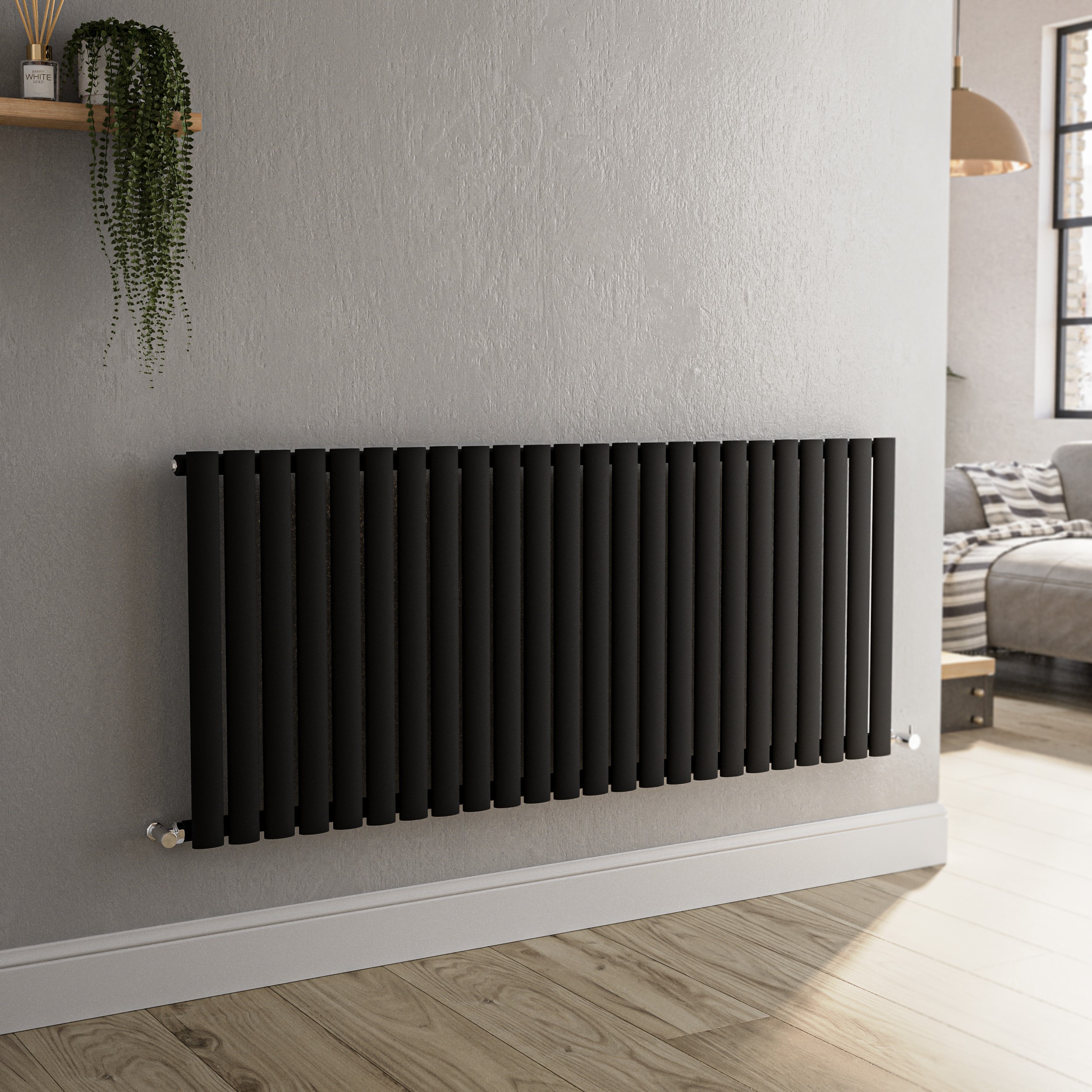 Sorrento Midnight Black Horizontal Oval Designer Radiator 600x1416mm ...