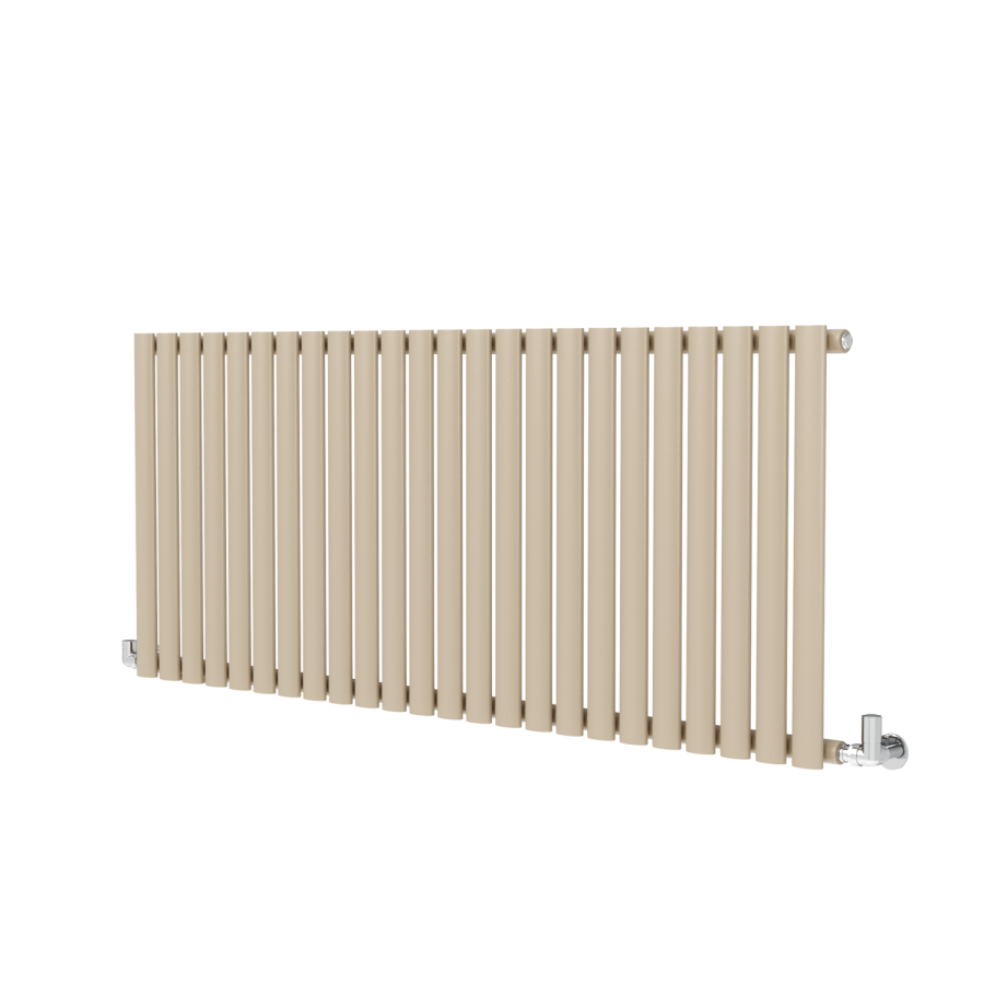 Sorrento Beige grey Horizontal Oval Designer Radiator 600x1416mm Single Panel 3783 BTU