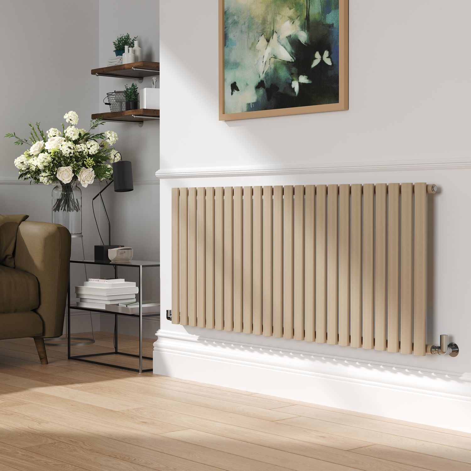 Sorrento Cleopatra Horizontal Oval Designer Radiator 600X1416mm Single Panel 3783 Btu