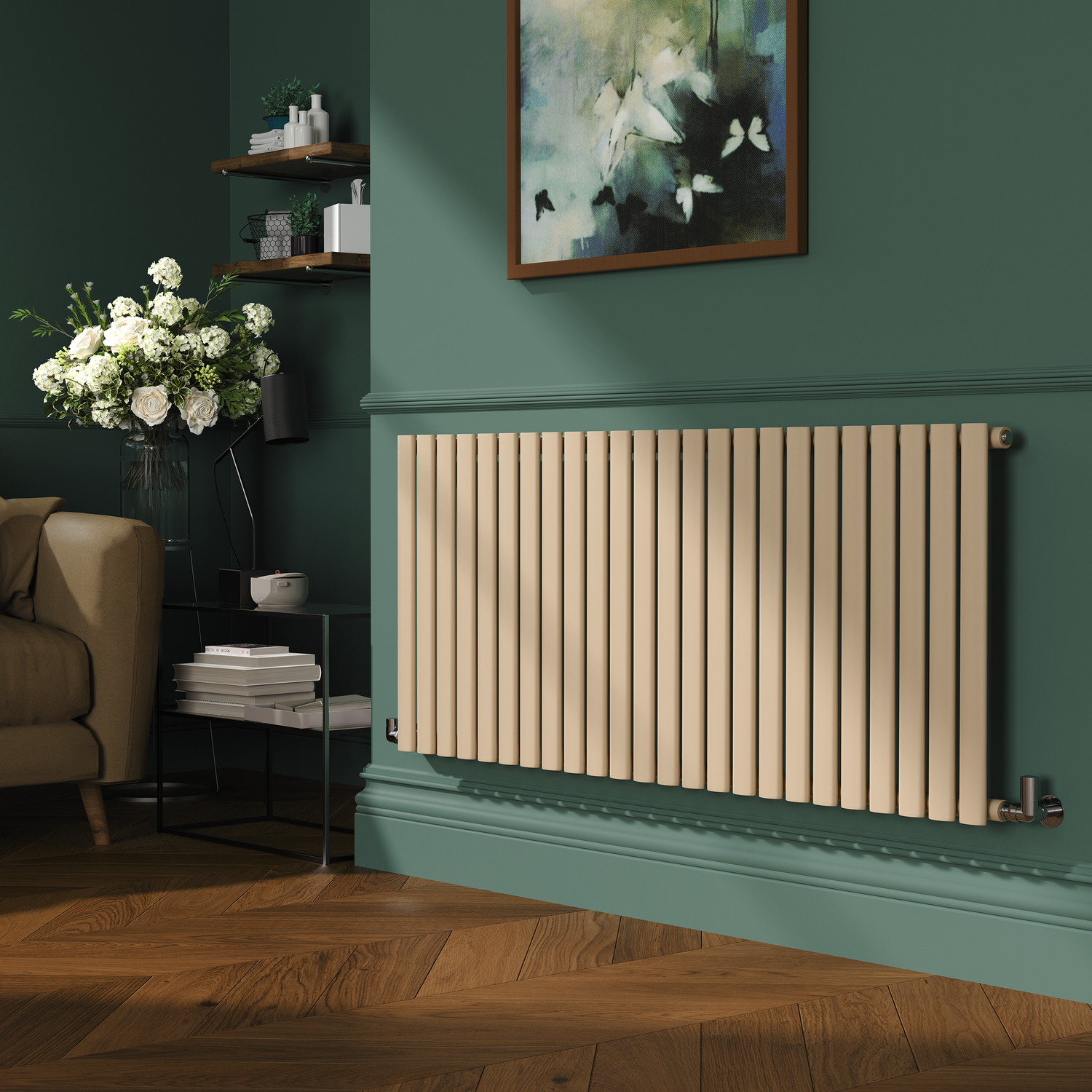 Sorrento Elk Brown Horizontal Oval Designer Radiator 600X1416mm Single Panel 3783 Btu