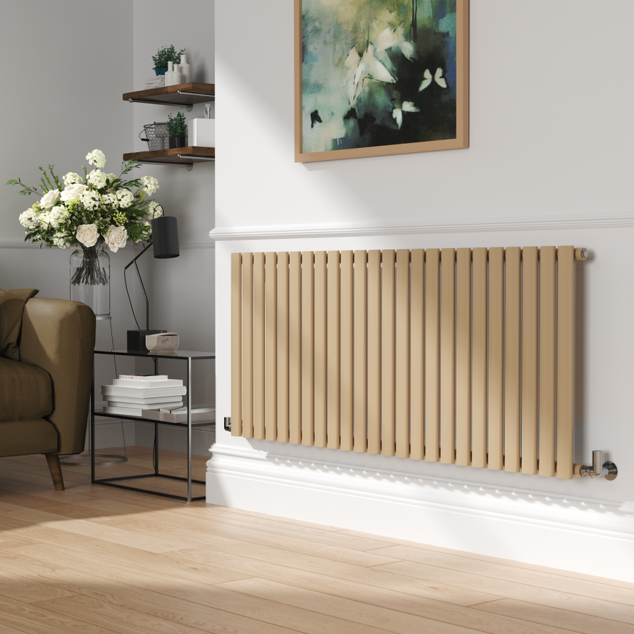 Sorrento Elk brown Horizontal Oval Designer Radiator 600x1416mm Single Panel 3783 BTU