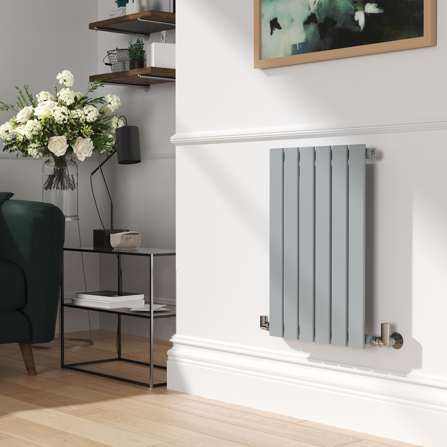 Riace Salt & Pepper Horizontal Flat Designer Radiator 600X408mm Single Panel 953 Btu