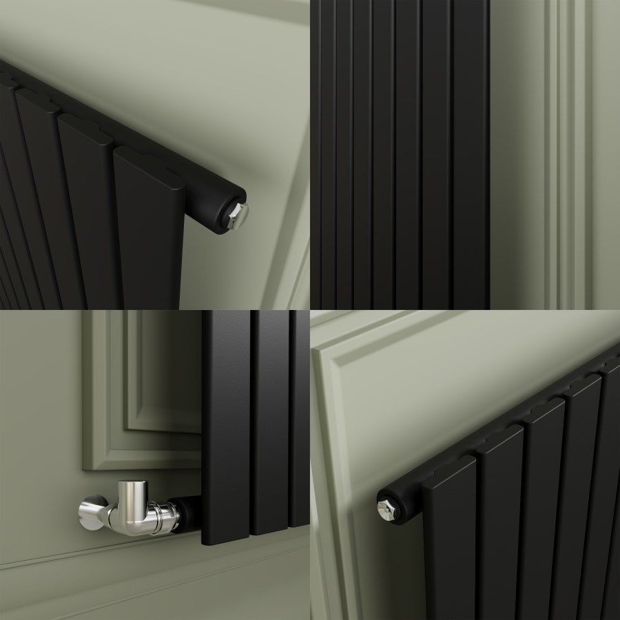 Riace Midnight Black Horizontal Flat Designer Radiator 800x408mm Single Panel 953 BTU