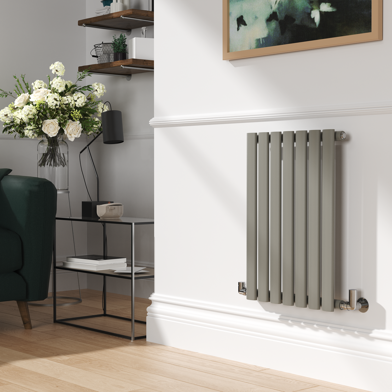 Photos - Radiator Sorrento Smoked Stone Horizontal Oval Designer  600x413mm Single Panel 1103 BTU Smoked Stone HS7-600-SSCO 
