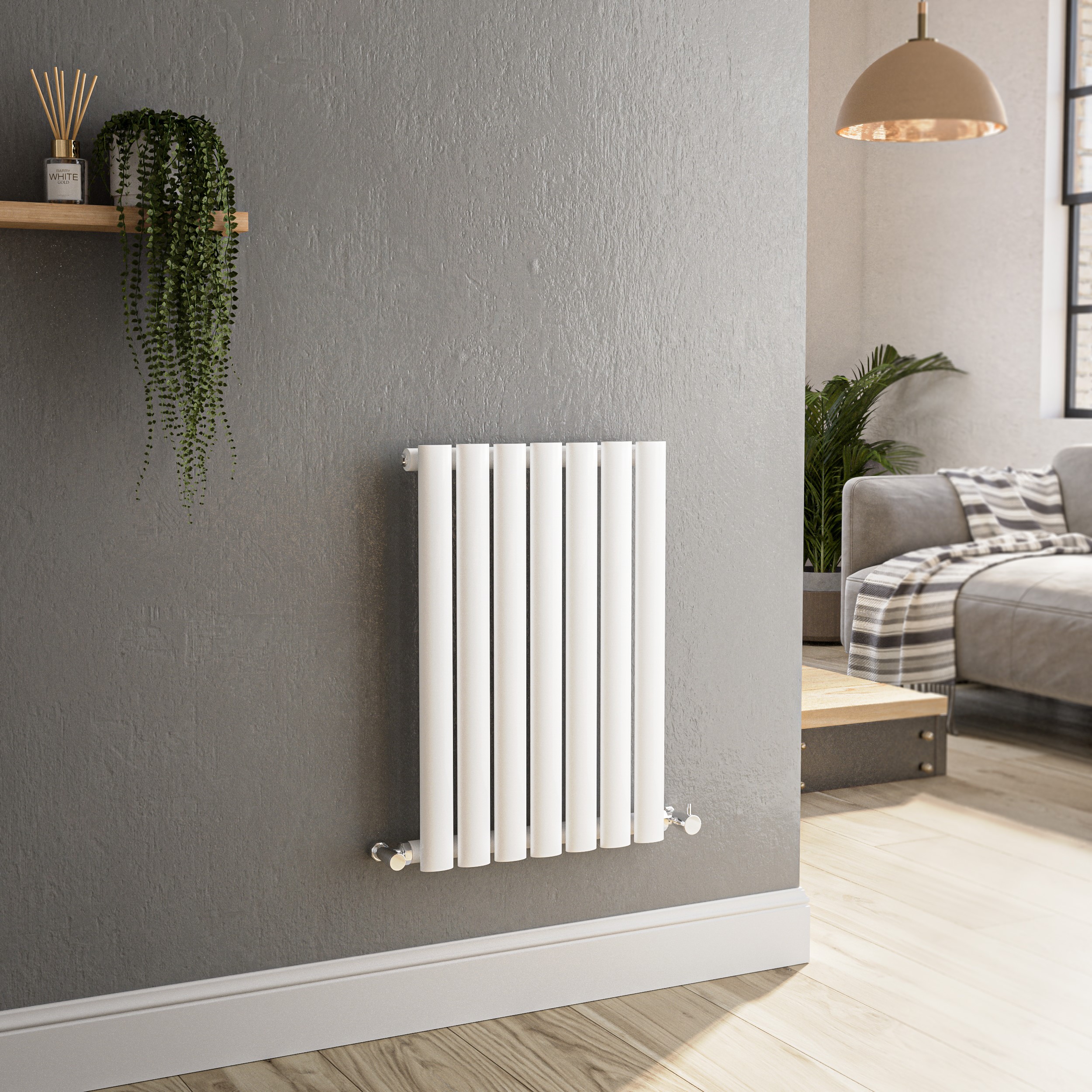 Sorrento White Horizontal Oval Designer Radiator 600x413mm Single Panel ...