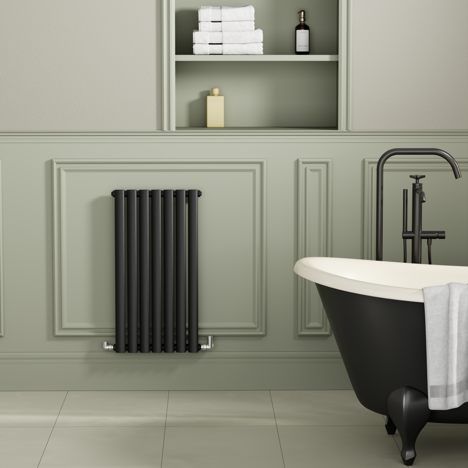 Sorrento Black Midnight Horizontal Oval Designer Radiator 800X413mm Single Panel 1364 Btu